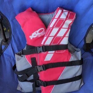 Red and Gray Life Vest with Buckles